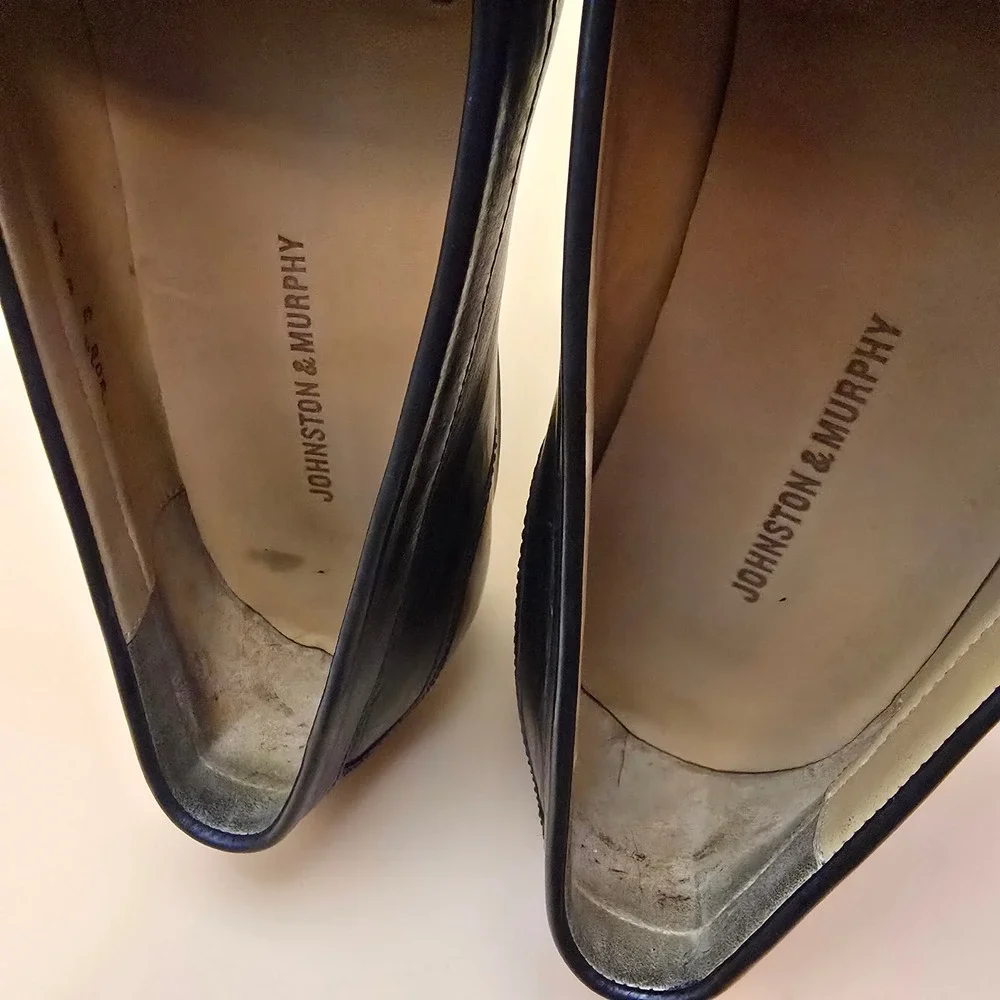 Johnston & Murphy‎ Black Leather Tassel Kiltie Loafers Mens 10W Dress Shoes